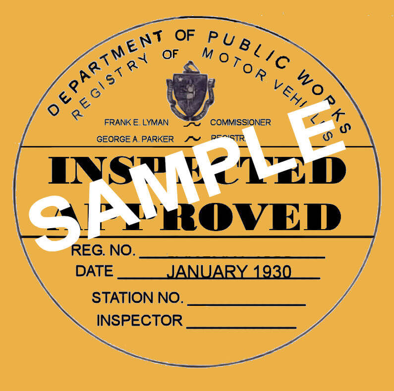 Modal Additional Images for 1930 Massachusetts INSPECTION sticker